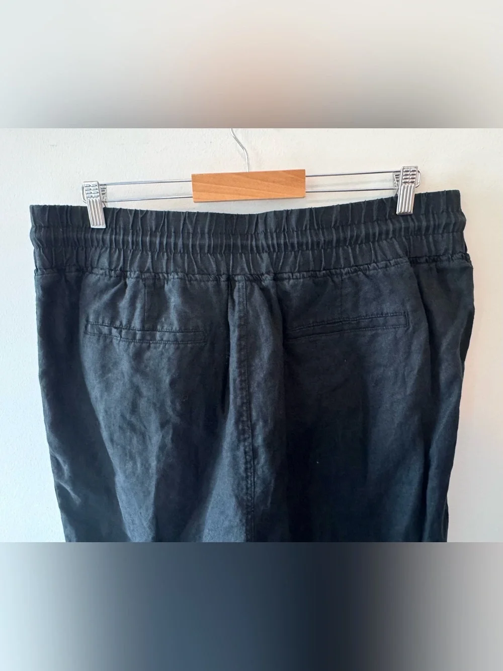 Quince 100% European Linen Wide Leg Pants - Black- Size XL